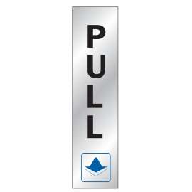 HY-KO 498 Sign, Pull, Silver Background, Vinyl, 2 x 8 in Dimensions