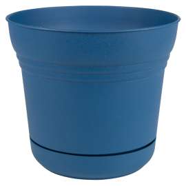 Bloem SP0733 Planter, 7.3 in Dia, Saturn Design, Deep Sea, Matte