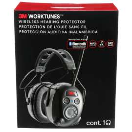 3M Worktunes 7100097024 Wireless Hearing Protector, 24 dB NRR, AM/FM Radio Band, Black/Silver