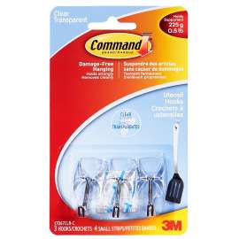 Command 17067CLR-C Utensil Hook, 0.5 lb, 3-Hook, Clear