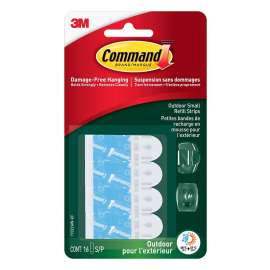 Command 17022AW-ES Refill Strip, 5/8 in W, 1-1/8 in L, 1/32 in Thick, White