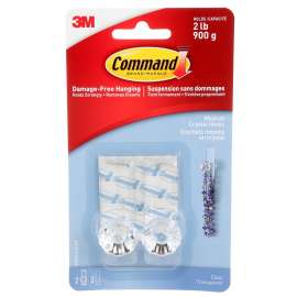 Command 17095CLR-EF Crystal Hook, 2 lb, 2-Hook, Plastic, Clear