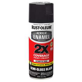 RUST-OLEUM AUTOMOTIVE 271915 Acrylic Enamel, Semi-Gloss, Black, 12 oz, Can