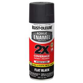 RUST-OLEUM AUTOMOTIVE 271918 Acrylic Enamel, Flat, Black, 12 oz, Can