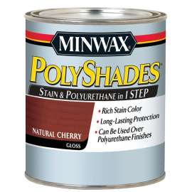 Minwax PolyShades 214904444 Wood Stain and Polyurethane, Gloss, Natural Cherry, Liquid, 0.5 pt, Can