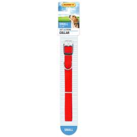 RUFFIN'IT 31414 Dog Collar, S Neck, 14 in L Collar, 5/8 in W Collar, Nylon, Black/Blue/Red