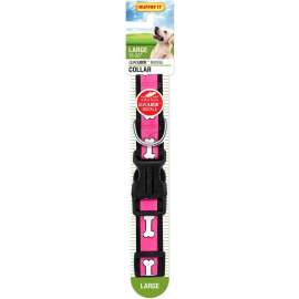 RUFFIN'IT 39943 Adjustable Dog Collar, 18 to 26 in L Collar, 1 in W Collar, Jacquard/Nylon