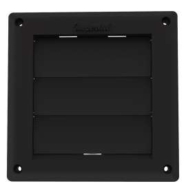 Imperial VT0738 Louvered Vent Hood, 6.3 in W Hood, 0.6 in D Hood, 6.3 in H Hood, 4 in Duct, Plastic Hood, Black Hood