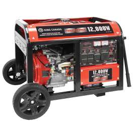 KING CANADA KCG-12000GE Generator, 75/35.5 A, 120/240 V, 9000 W Output, Gasoline, 30 L Tank, 8 to 9 hr Run Time