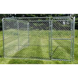 DAVIS GATE & WIRE C-10WKRC Chain Link Dog Kennel, 10 ft OAL, 10 ft OAW, 6 ft OAH, Galvanized