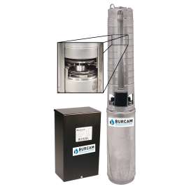 Burcam 101 Series 101128H Deep-Well Submersible Pump, 5 A, 230 V, 0.5 hp, 1-1/4 x 4 in Connection, 225 ft Max Head