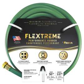 Flexon PH1250G Garden Hose, 1/2 in, 50 ft L, Rubber, Green