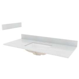CRAFT + MAIN STE49228SWR Vanity Top, 49 in OAL, 22 in OAW, Stone/Vitreous China, Silver Crystal White, Undermount Sink