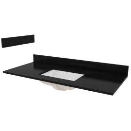 Foremost ST49228BGR Vanity Top, 49 in OAL, 22 in OAW, Granite/Vitreous China, Black Galaxy, 1-Bowl, Rectangular Bowl
