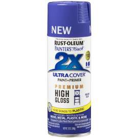 2X ULTRA COVER Painter's Touch 355057 Spray Paint, High-Gloss, Macaw Blue, 12 oz, Aerosol Can