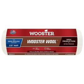 WOOSTER Wooster Wool RR6329 Roller Cover, 1/2 in Thick Nap, 9 in L, Lambskin Cover