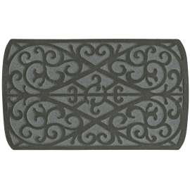 Fanmats 58785 Floor Mat, 30 in L, 18 in W, Scroll Pattern, Rubber Surface, Gray