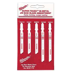 Milwaukee 49-22-1178 Jig Saw Blade Assortment, 5-Piece, HSS