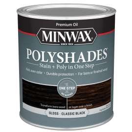 Minwax PolyShades 614950444 Wood Stain and Polyurethane, Gloss, Classic Black, Liquid, 1 qt, Can