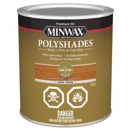 Minwax PolyShades 332034444 Stain and Polyurethane, Satin, Liquid, Pecan, 946 mL, Can