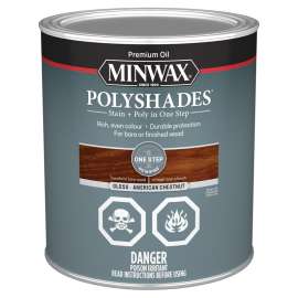 Minwax PolyShades CM3475300 Stain and Polyurethane, Gloss, Liquid, American Chestnut, 946 mL, Can