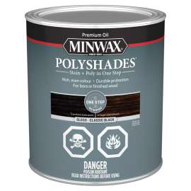 Minwax PolyShades CM3495300 Stain and Polyurethane Varnish, Gloss, Classic Black, Liquid, 946 mL