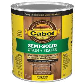 Cabot 1400 Series 140.0001407.005 Exterior Stain, Semi-Solid, Deep Base, Liquid, 1 qt