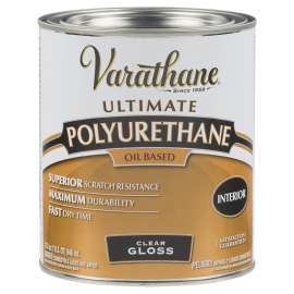 VARATHANE 9041H Polyurethane Wood Finish Paint, Gloss, Liquid, Clear, 1 qt, Can