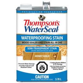 Thompson's WaterSeal SIGNATURE THC017203-16 Stain and Sealer, Semi-Transparent, Honey Gold, 3.78 L