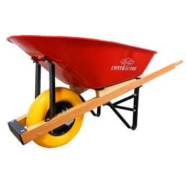 Erie E-1038 Contractor Wheelbarrow, 6 cu-ft Volume, Polyurethane, 1-Wheel, Flat-Free Wheel, 15.25 in Dia x 4 in W Wheel