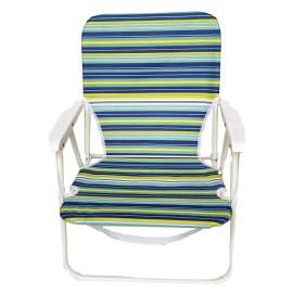 Seasonal Trends F2S024 Beach Chair, 22 in W, 21.7 in D, 26.7 in H, Steel Frame, White Frame, 400D PE Solid Fabric Seat