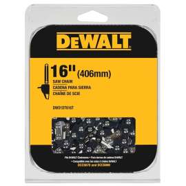 DeWALT DWO1DT616T Chainsaw Chain, 16 in L Bar, 0.043 in Gauge, 3/8 in TPI/Pitch