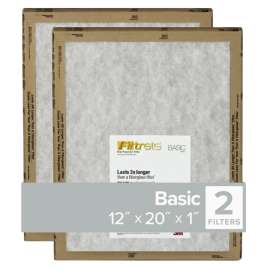 Filtrete FPL19-2PK-24 Flat Panel Air Filter, 20 in L, 12 in W, 2 MERV, For: Air Conditioner, Furnace and HVAC System
