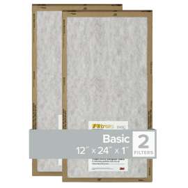 Filtrete FPL20-2PK-24 Flat Panel Air Filter, 24 in L, 12 in W, 2 MERV, For: Air Conditioner, Furnace and HVAC System