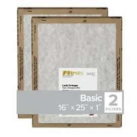 Filtrete FPL01-2PK-24 Flat Panel Air Filter, 25 in L, 16 in W, 2 MERV, For: Air Conditioner, Furnace and HVAC System