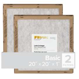 Filtrete FPL02-2PK-24 Flat Panel Air Filter, 20 in L, 20 in W, 2 MERV, For: Air Conditioner, Furnace and HVAC System