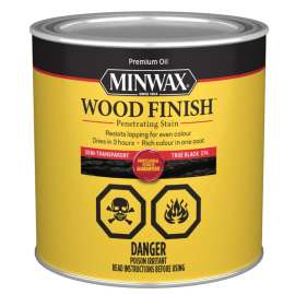 Minwax 227644444 Wood Stain, True Black, Liquid, 0.5 pt, Can