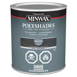 Minwax PolyShades CM6149944 Stain, Gloss, Aged Barrel, 1 qt