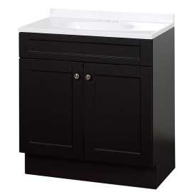 Zenna Home SBC30CH 2-Door Shaker Vanity with Top, Wood, Espresso, Cultured Marble Sink, White Sink