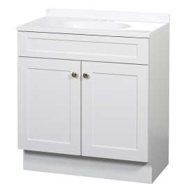 Zenna Home SBC36WW 2-Door Shaker Vanity with Top, Wood, White, Cultured Marble Sink, White Sink