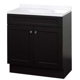 Zenna Home SBC36CH 2-Door Shaker Vanity with Top, Wood, Espresso, Cultured Marble Sink, White Sink