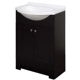 Zenna Home SEC24CH 2-Door Euro Shaker Vanity with Top, Wood, Espresso, Cultured Marble Sink, White Sink