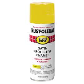 Stops Rust 365144 Protective Enamel Paint, Satin, Citrus Yellow, 12 oz, Aerosol Can