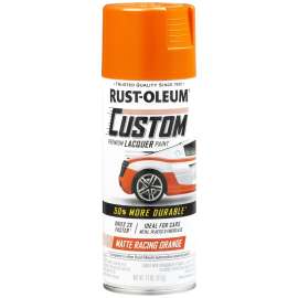 RUST-OLEUM AUTOMOTIVE 340564 Premium Custom Lacquer Paint, Matte, Racing Orange, 11 oz, Aerosol Can