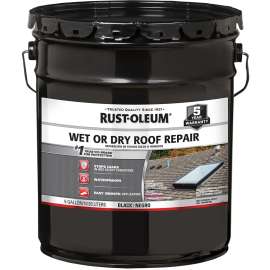RUST-OLEUM 301990 Cement Roof Repair, Black, Liquid, 4.75 gal