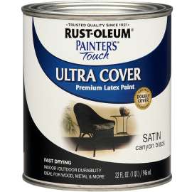 RUST-OLEUM PAINTER'S Touch 267332 Brush-On Paint, Satin, Canyon Black, 1 qt