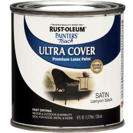 RUST-OLEUM PAINTER'S Touch 267249 Multi-Purpose Latex Enamel, Satin, Canyon Black, 0.5 pt