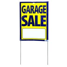 HY-KO 24250 Street Sign, GARAGE SALE, Blue Legend, Yellow Background, Plastic, 13 in H x 29 in W Dimensions