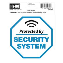 HY-KO HSV-201 Graphic Sign, Protected By SECURITY SYSTEM, Silver Background, Vinyl, 4 in H x 4 in W Dimensions