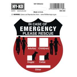 HY-KO HSV-204 Graphic Sign, IN CASE OF EMERGNCY PLEASE RESCUE, Silver Background, Vinyl, 4 in H x 4 in W Dimensions